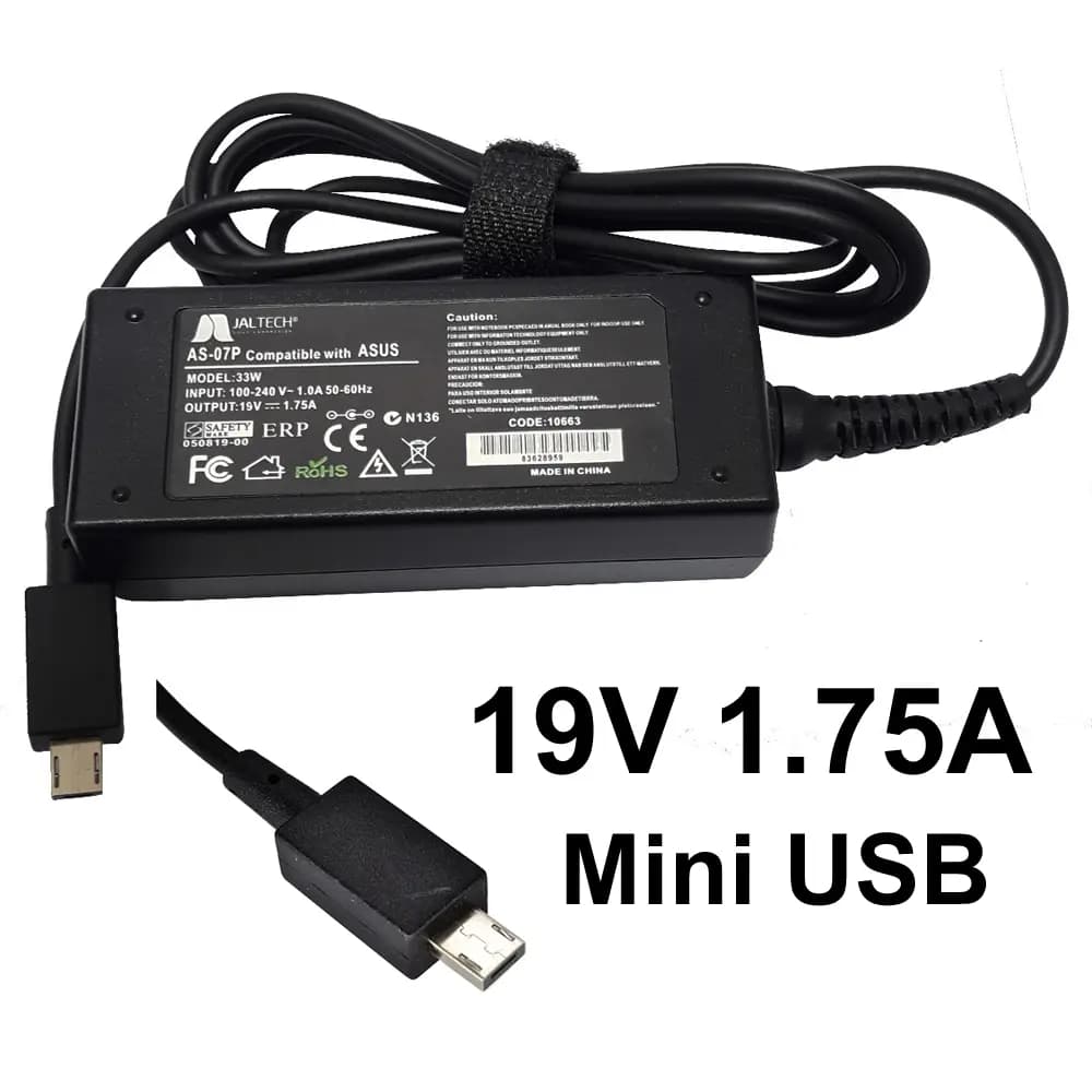 Asus 19V 1.75A 33W AC Power Adapter – USB-Shaped Square Pin Charger